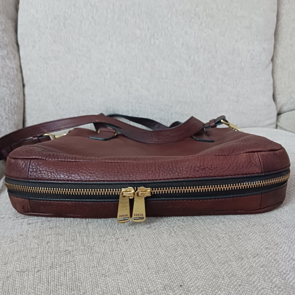Fossil Brown Leather Satchel Bag - Picture 12 of 14